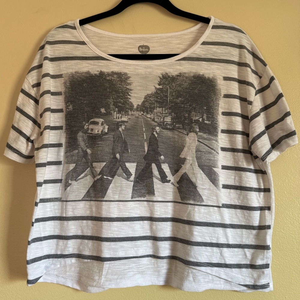 The Beatles Abbey Road striped crop tee